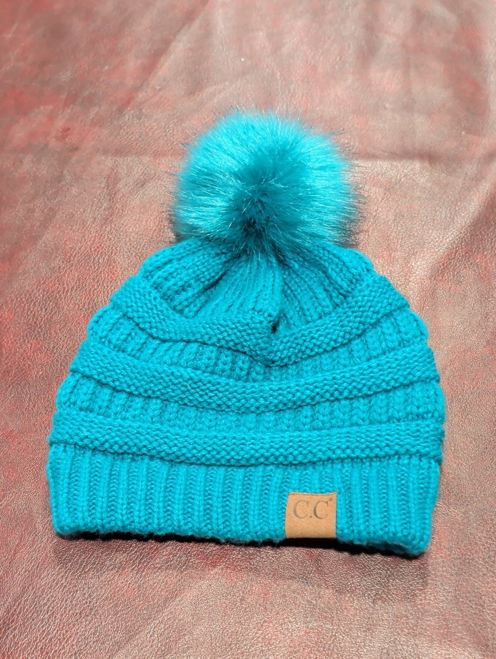 CC Teal Pom-Pom Knit Beanie for Women